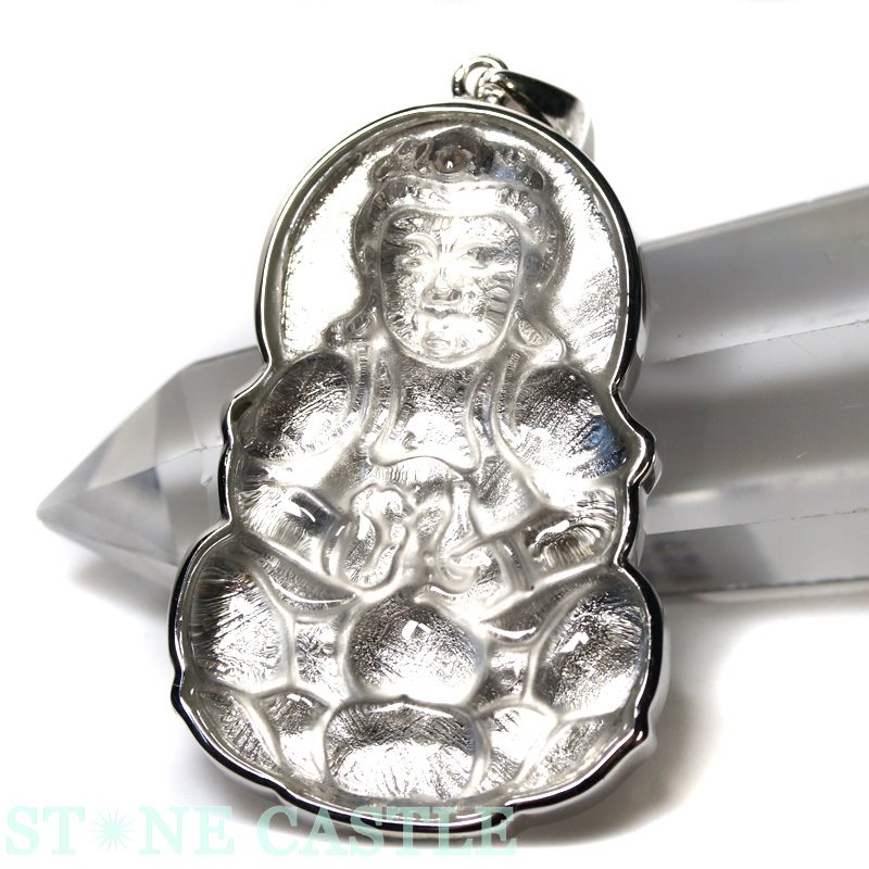 Necklaces, Pendants - ☆高品質☆【ペンダント】ギベオン隕石＆水晶 観音 約27x41mm 【パワーストーン 天然石 アクセサリー レディース メンズ】