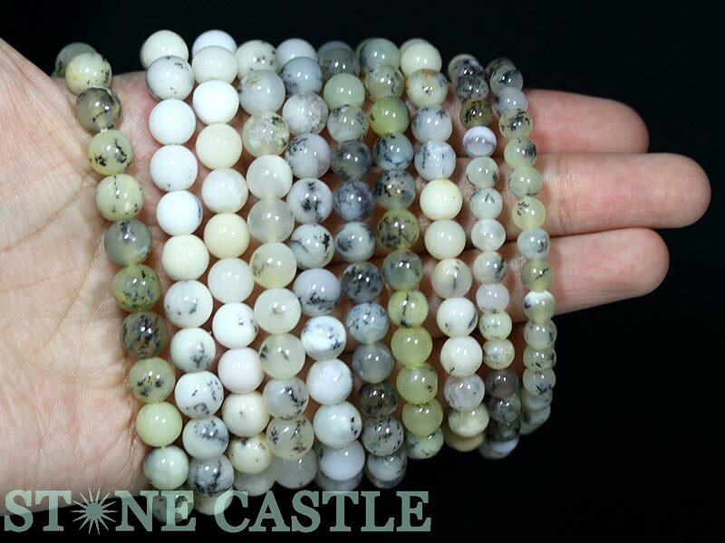☆高品質☆【ブレスレット】デンドリチックオパール (3A) (約7～7.5mm) (鑑別済) 【...