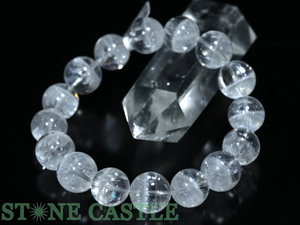 ☆一点物☆【ブレスレット】ロシア産レムリアン水晶 (最高級) (レインボー付) (約13〜13.5mm) No.13 (ケース付)【パワーストーン 天然石 アク...