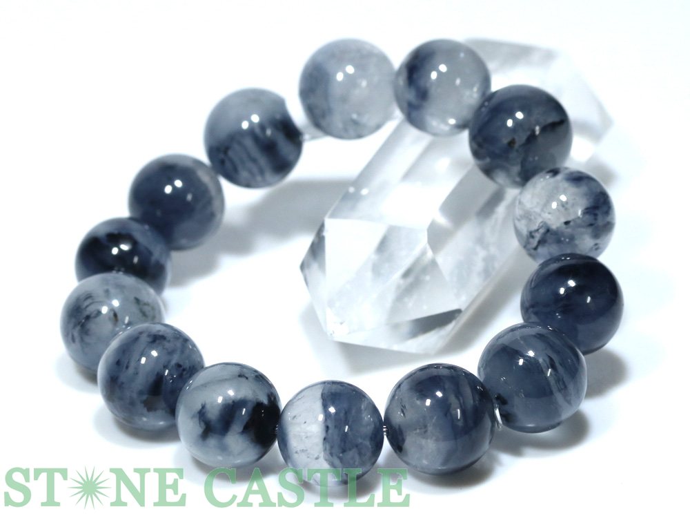 ☆高品質☆【ブレスレット】ザギマウンテンクォーツ (ブルー) (約16〜16.5mm) (ケース付)【パワーストーン 天然石 アクセサリー レディース メンズ】