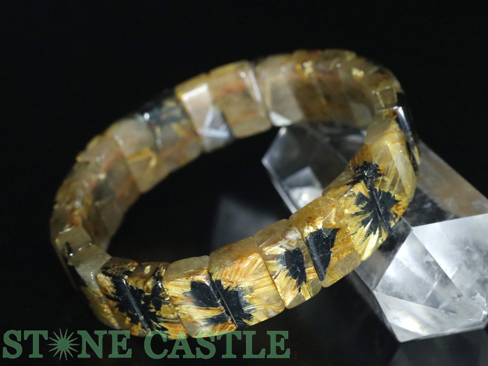 ☆一点物☆【ブレスレット】ビクトリー極太太陽タイチンルチル (3A) バングル No.23 約14x8x6mm (ケース..