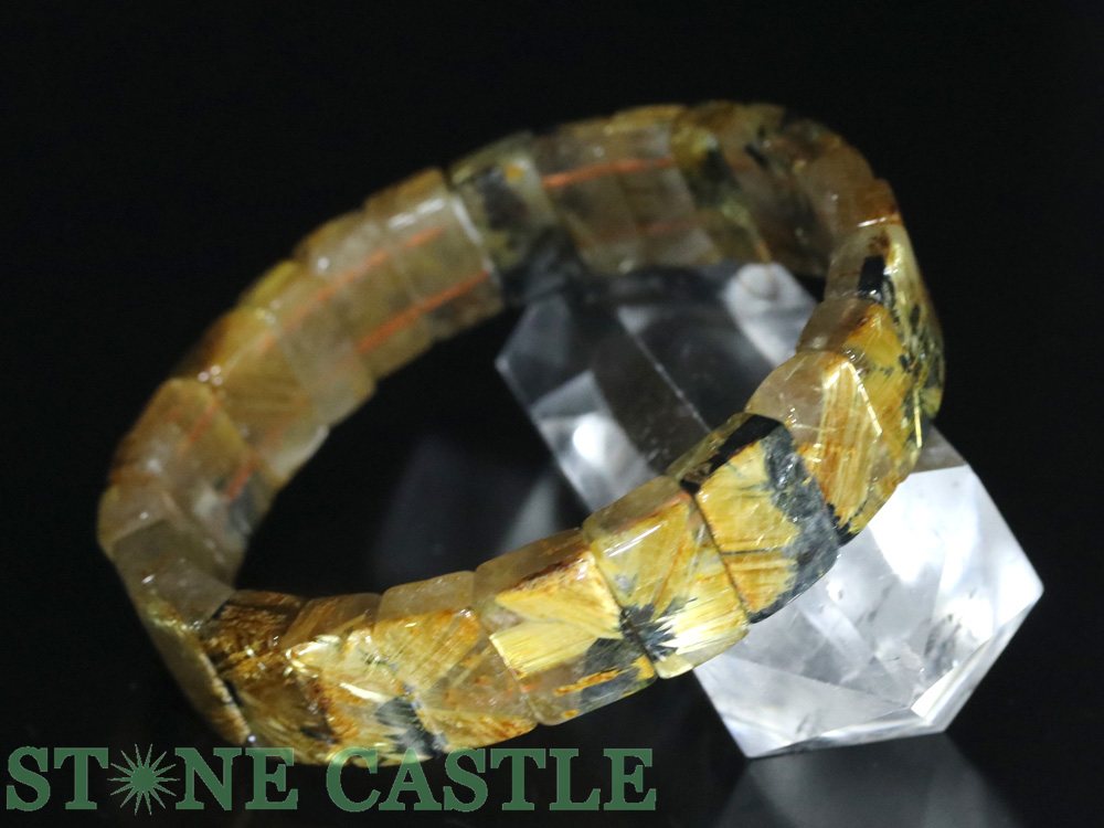 ☆一点物☆【ブレスレット】ビクトリー極太太陽タイチンルチル (3A) バングル No.24 約14x8x6mm (ケース..