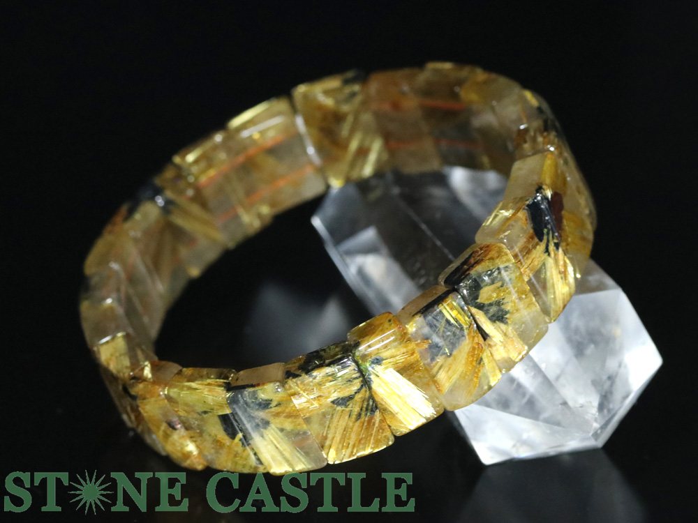 ☆一点物☆【ブレスレット】ビクトリー極太太陽タイチンルチル (3A) バングル No.25 約15x10x6mm (ケース..