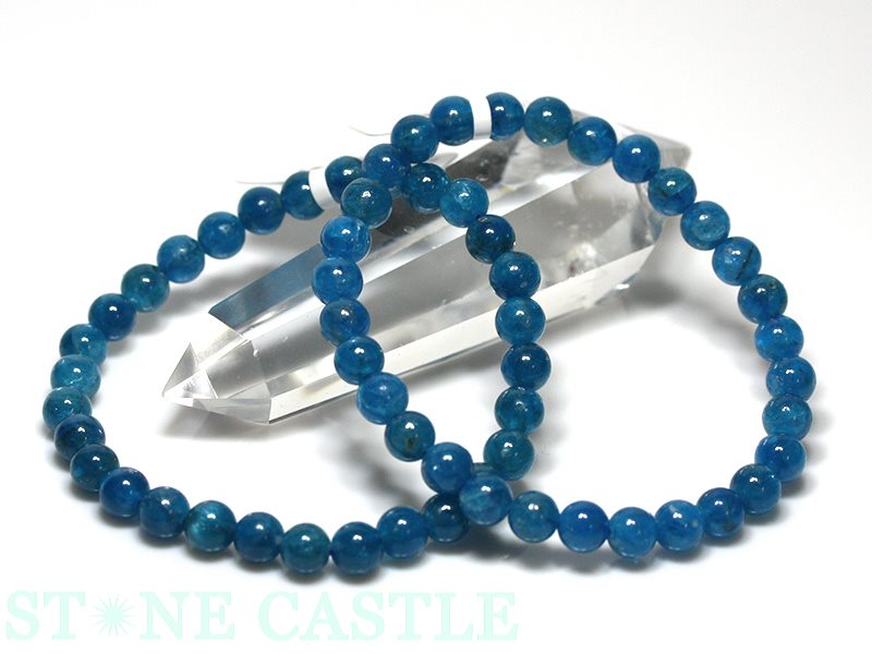 ☆高品質☆【ブレスレット】アパタイト (3A) (スカイブルー) (モザンビーク産) (約6.5〜7mm)【パワースト..