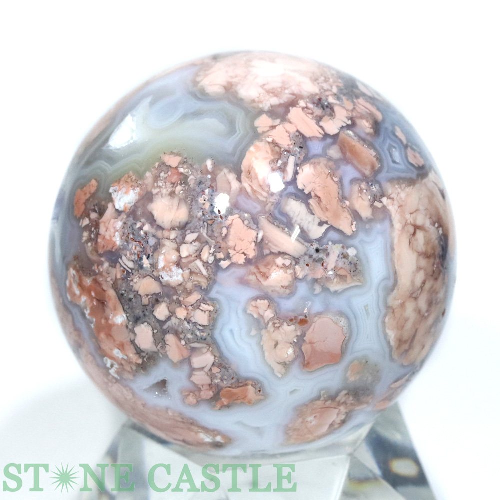 ☆一点物☆【置き石】丸玉 桜ドゥルージー瑪瑙 約59mm No.13【パワーストーン 天然石...