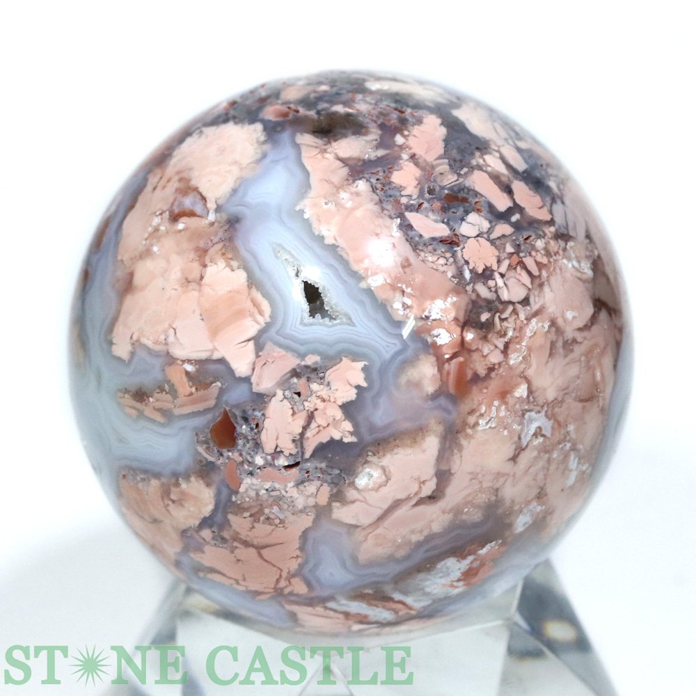 ☆一点物☆【置き石】丸玉 桜ドゥルージー瑪瑙 約59mm No.13【パワーストーン 天然石...