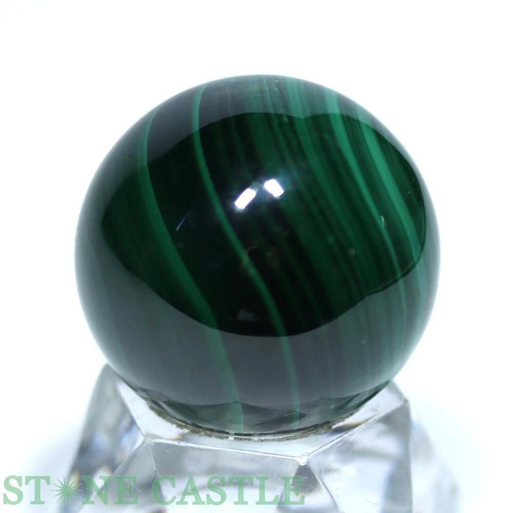 ☆一点物☆【置き石】丸玉 マラカイト 約28mm No.18【パワーストーン 天然石 アクセ...