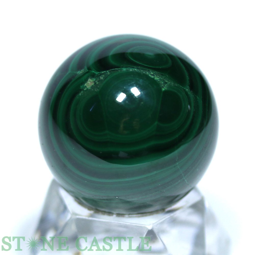 ☆一点物☆【置き石】丸玉 マラカイト 約28mm No.18【パワーストーン 天然石 アクセ...