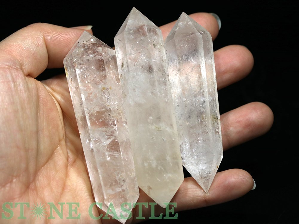 ☆一点物☆【置き石】ダブルポイント型 水晶 (ST) (3本セット) No.03【パワーストー...
