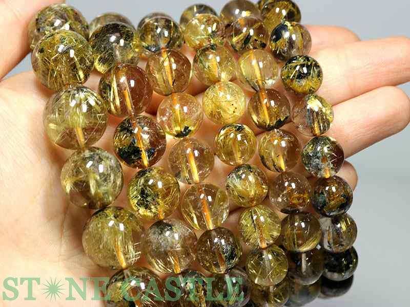☆高品質☆【ブレスレット】太陽タイチンルチルクォーツ (5A) (約13～13.5mm) (ケー...