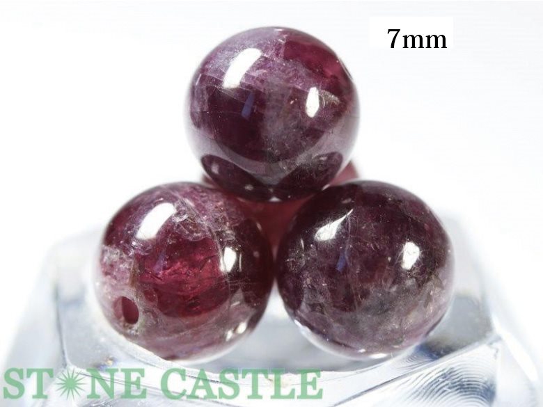 Genuine, Semi-Precious Stones - 【丸ビーズ】ヒマラヤガーネット 7mm 粒売り(2個セット) ※5の付く日セール※【パワーストーン 天然石 アクセサリー 粒売り】
