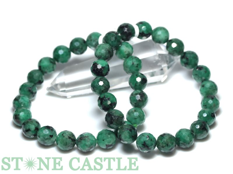 ☆高品質☆【ブレスレット】エメラルド ミラーボールカット (約10mm) 【パワーストーン 天然石 アクセサ..