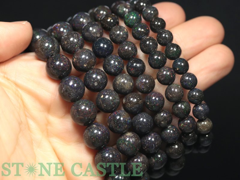 ☆高品質☆【ブレスレット】ブラックマトリックスオパール (5A) (約7.5～8mm) 【パワ...
