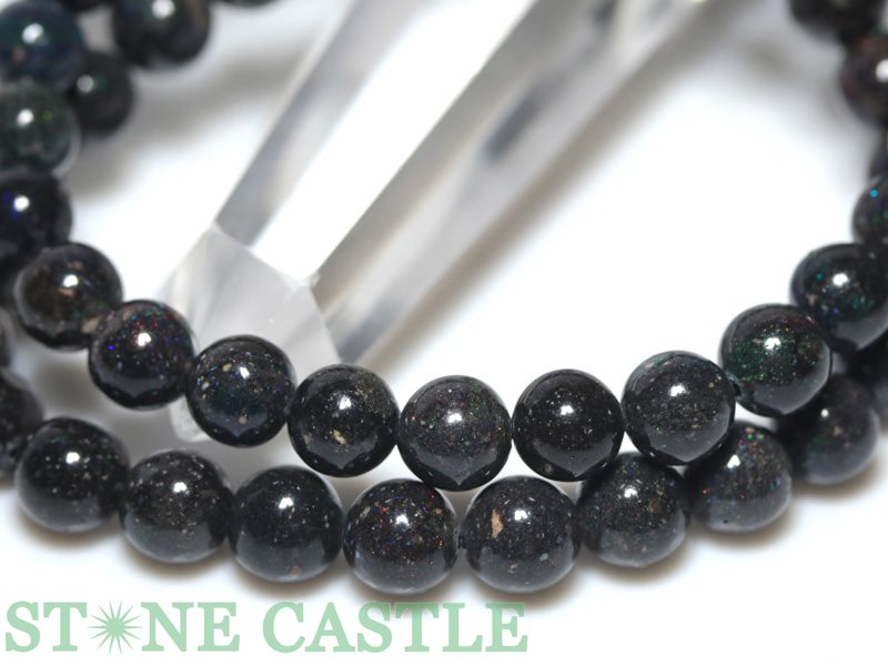 ☆高品質☆【ブレスレット】ブラックマトリックスオパール (5A) (約7.5～8mm) 【パワ...