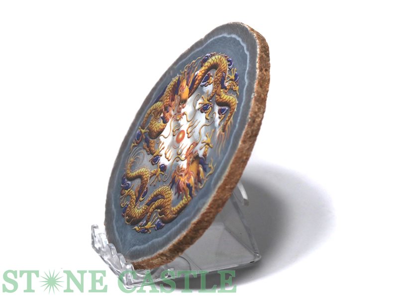 ☆高品質☆【置き石】メノウプレート (台付) 双龍 【パワーストーン 天然石 アクセサ...