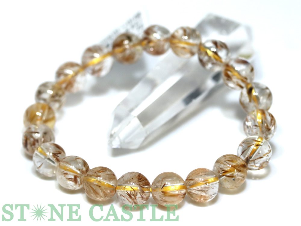 ☆一点物☆【ブレスレット】エンジェルフェザークォーツ (5A) (マダガスカル産) No.01 (約10〜10.5mm) (ケース付)【パワーストーン 天然石 ...