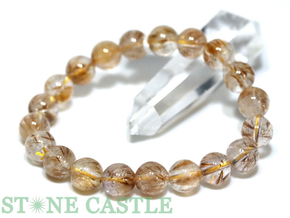 ☆一点物☆【ブレスレット】エンジェルフェザークォーツ (5A) (マダガスカル産) No.02 (約10〜10.5mm) (ケース付)【パワーストーン 天然石 ...