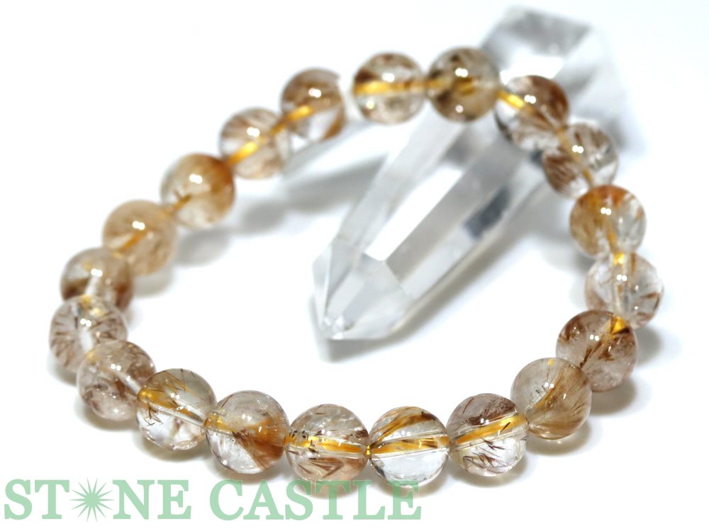 ☆一点物☆【ブレスレット】エンジェルフェザークォーツ (5A) (マダガスカル産) No.03 (約10〜10.5mm) (ケース付)【パワーストーン 天然石 ...