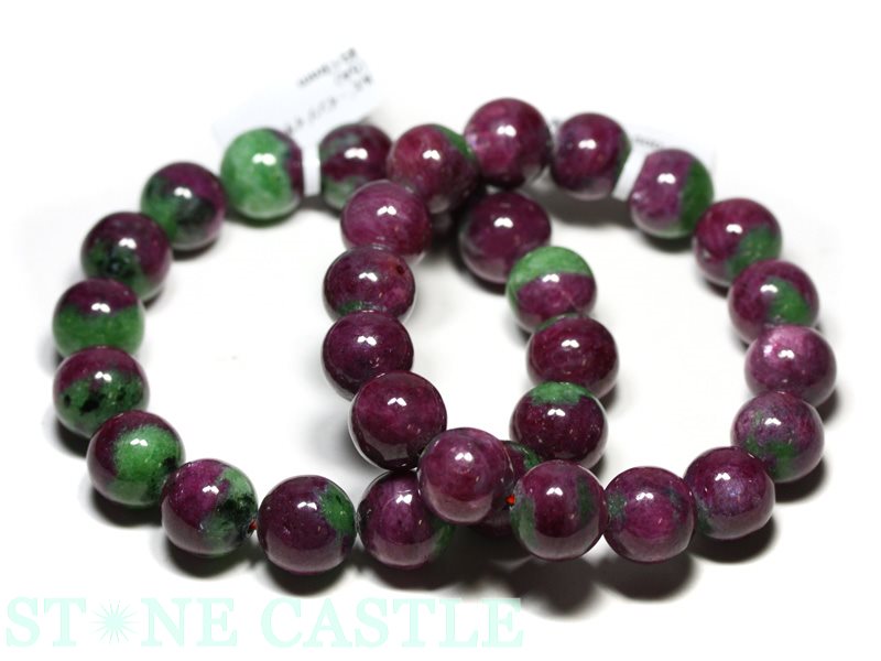 ☆高品質☆【ブレスレット】ルビーインゾイサイト (5A) (約13.5〜14mm) (ケース付)【パワーストーン 天然石 アクセサリー レディース メンズ】