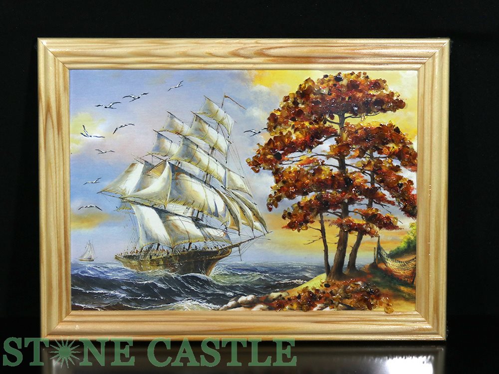 ☆一点物☆【インテリア】絵画 (琥珀さざれチップ付き) (中) No.98【パワーストーン 天然石 アクセサリー レディース メンズ】