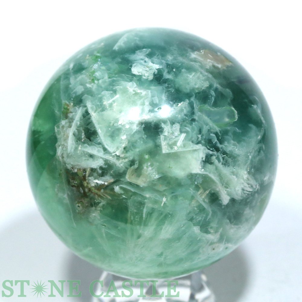 ☆一点物☆【置き石】丸玉 エンジェルフェザーフローライト 約64mm No.02【パワース...