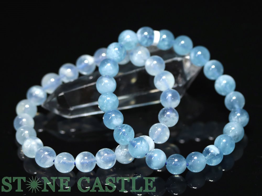 ☆高品質☆【ブレスレット】エンジェルクラウドアクアマリン (3A) (約9～9.5mm) 【パワーストーン 天然石 アクセサリー レディース メンズ】