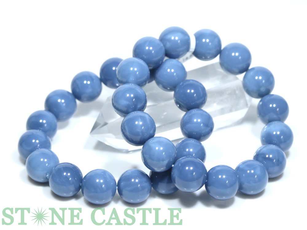 ☆高品質☆【ブレスレット】オーウィーブルーオパール (アメリカ・オレゴン州産) (約14〜14.5mm) (ケース..