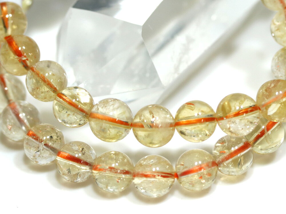 ☆高品質☆【ブレスレット】天然シトリン アイリスクォーツ (2A) (約7〜7.5mm)【パワ...