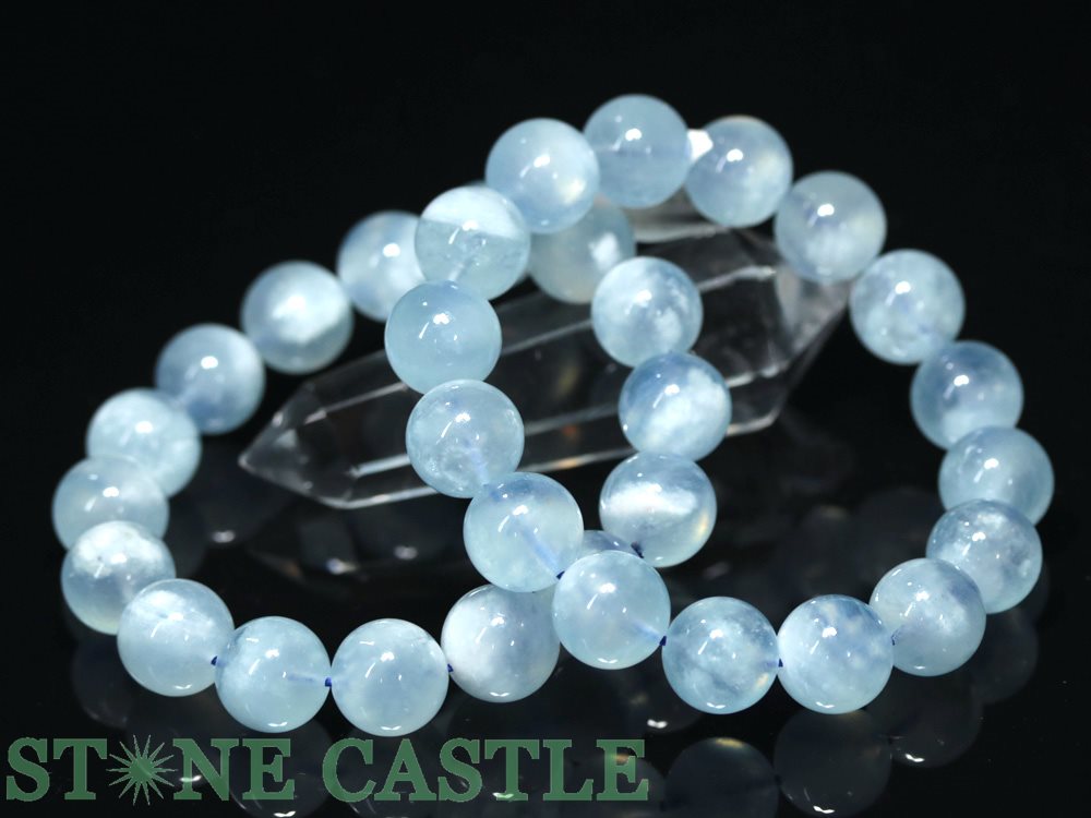 ☆高品質☆【ブレスレット】エンジェルクラウドアクアマリン (3A) (約13.5～14mm) 【パワーストーン 天然石 アクセサリー レディース メンズ】