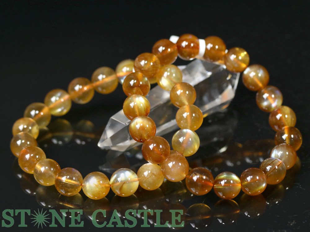 ☆高品質☆【ブレスレット】プラジオクレースムーンストーン (3A) (約11～11.5mm) (ケース付) 【パワース..