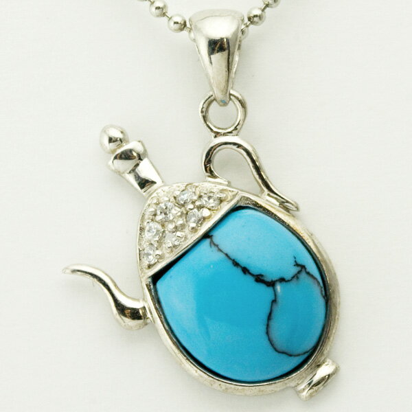 【ペンダントトップ】ターコイズ(練り) ティーポット (数量限定商品) 【パワーストーン 天然石 アクセ..