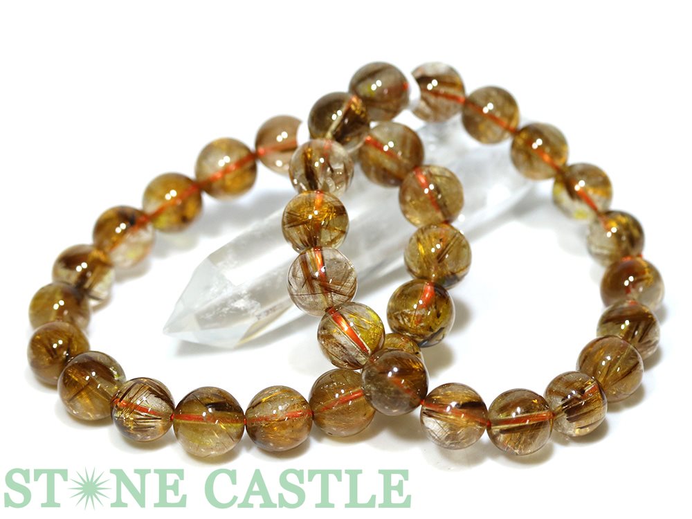 ☆高品質☆【ブレスレット】タイガータイチンルチルクォーツ (5A) (約11〜11.5mm) (ケース付)【パワーストーン 天然石 アクセサリー レディース メ...