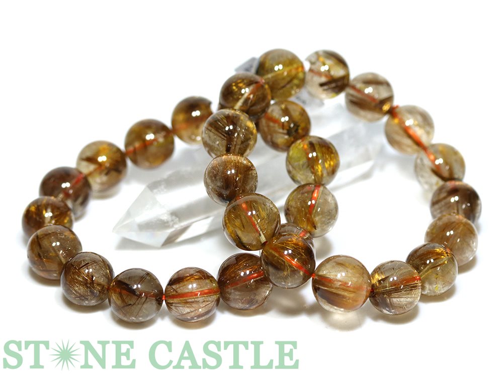 ☆高品質☆【ブレスレット】タイガータイチンルチルクォーツ (5A) (約13〜13.5mm) (ケース付)【パワーストーン 天然石 アクセサリー レディース メ...