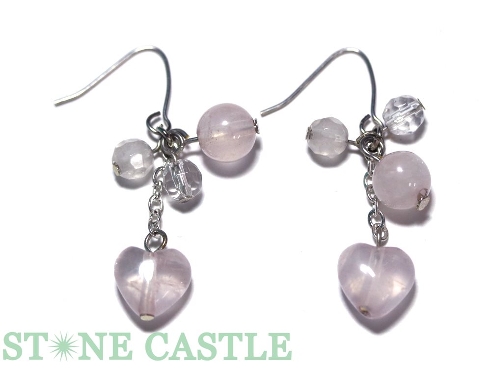 ハートピアスローズクォーツ