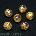 【彫刻ビーズ】オーロラクォーツ 14mm (金彫り) 五爪龍 (数量限定商品)【パワーストーン 天然石 アクセサリー】