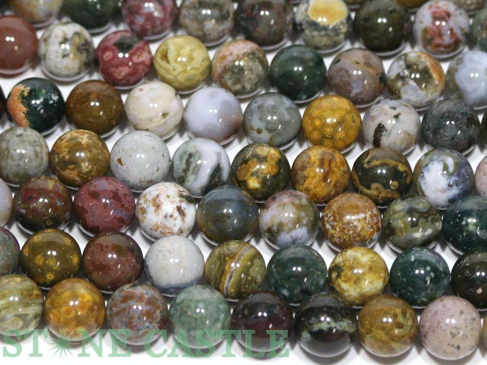 【丸ビーズ】オーシャンアゲート 12mm (半連 ブレスレット約1本分) ※5の付く日セール※【パワーストーン 天然石 アクセサリー 半連売り】