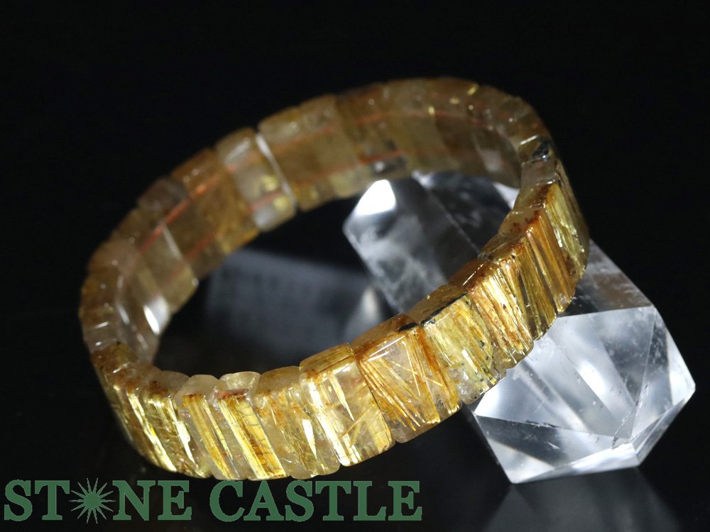 ☆一点物☆【ブレスレット】極太タイチンルチル (3A) バングル No.26 約14x7x6mm (ケース付)【パワースト..