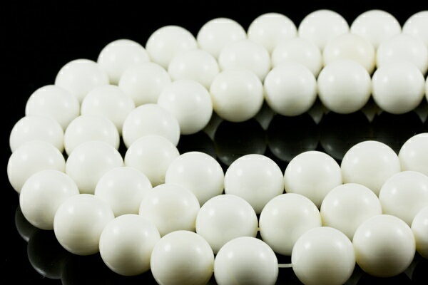 【丸ビーズ】ホワイトシェル 14mm (半連 ブレスレット約1本分)【パワーストーン 天然石 アクセサリー 半連売り】