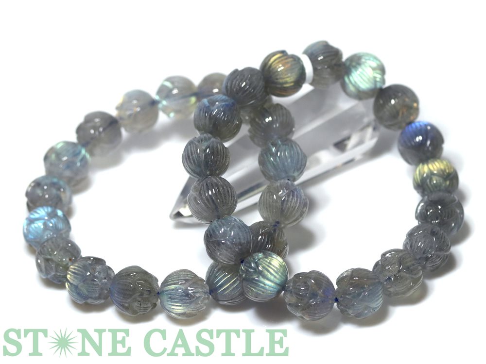☆高品質☆【ブレスレット】ラブラドライト (5A) 蓮花 約12～12.5mm (ケース付) 【パワーストーン 天然石 アクセサリー レディース メンズ】