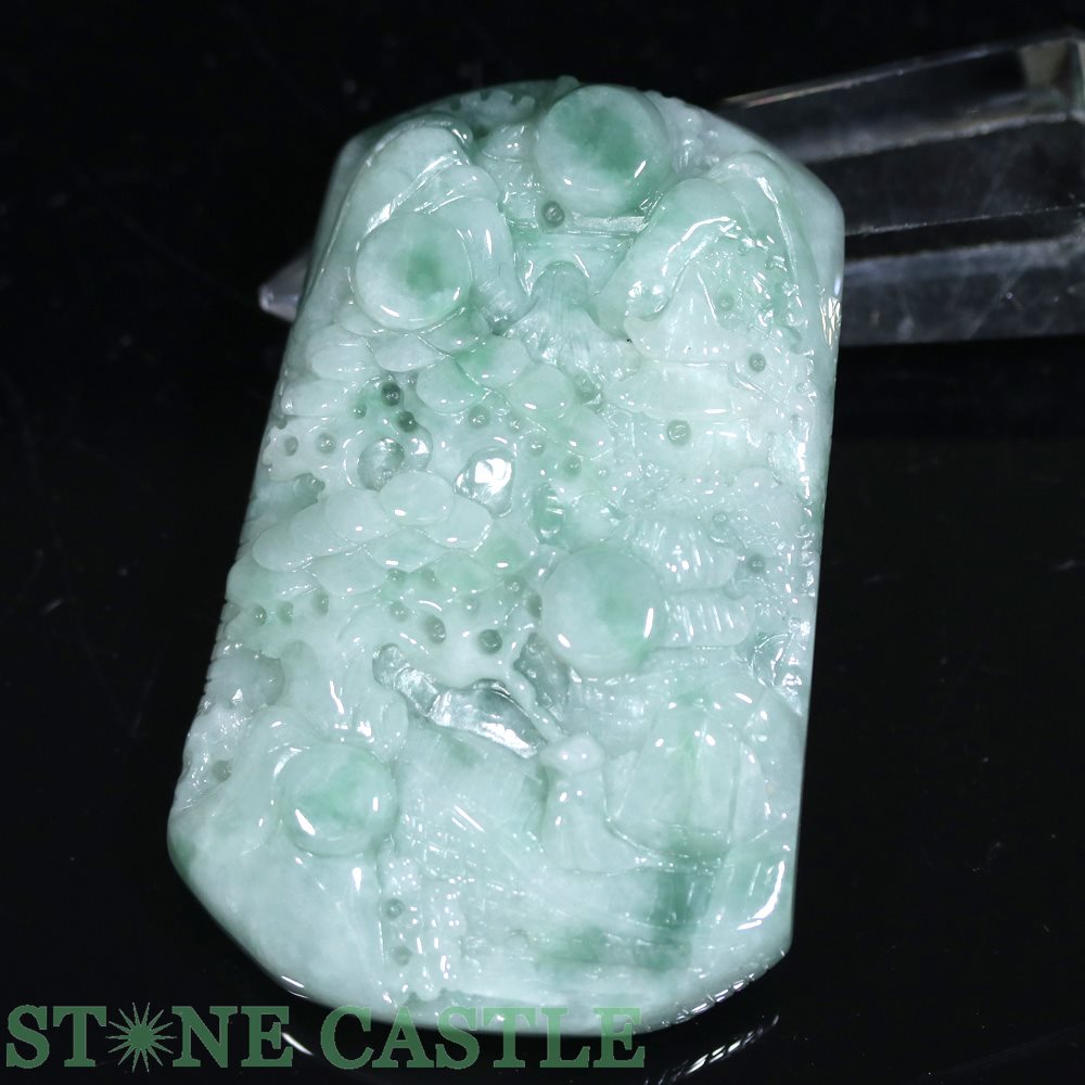 ☆ペンダント一点物☆【ペンダント】本翡翠 吉祥山水 No.14 【パワーストーン 天然石 アクセサリー レデ..