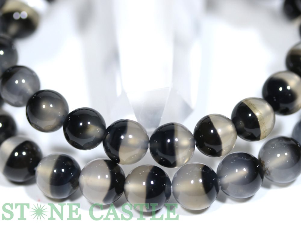 ☆高品質☆【ブレスレット】天然ブラックカルセドニーファントム (約8～8.5mm) 【パ...