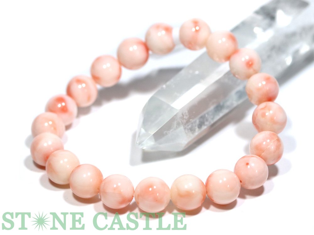 ★楽天スーパーセール★☆一点物☆【ブレスレット】天然桃珊瑚 (高知県産) No.29 (約9.5〜10mm) (鑑別済) (ケース付)【パワーストーン 天然石 ...