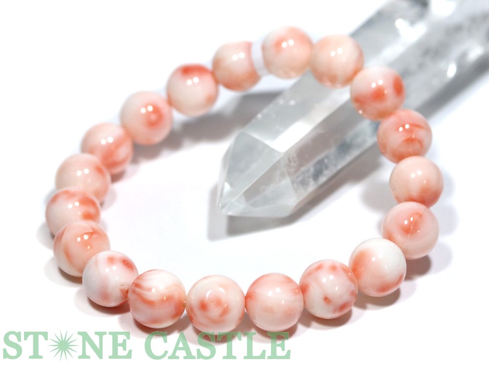 ☆一点物☆【ブレスレット】天然桃珊瑚 (高知県産) No.31 (約10〜10.5mm) (鑑別済) (ケース付)【パワーストーン 天然石 アクセサリー レディ...