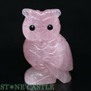 ☆一点物☆【彫刻置物】ふくろう ローズクォーツ No.18【パワーストーン 天然石 アクセサリー レディース メンズ】