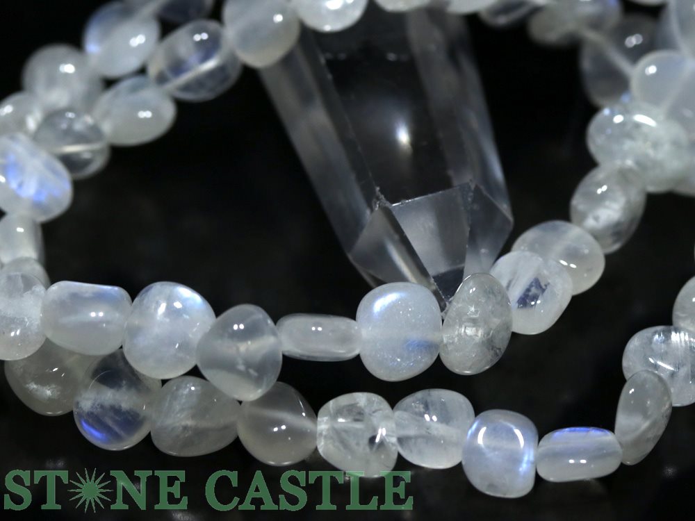 ☆高品質☆【ブレスレット】ムーンストーン (3A) フラットタンブル 約7x10〜8x16mm【パワーストーン 天然石 アクセサリー レディース メンズ】