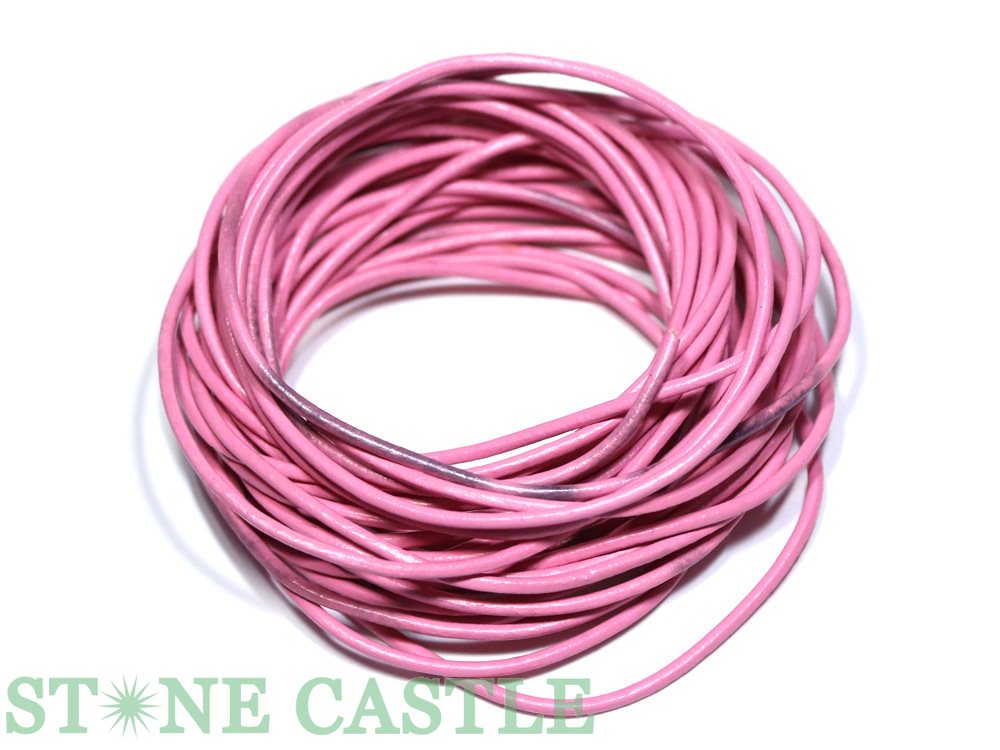 【パーツ】丸革紐1.5mm ピンク 5m ★特価★【パワーストーン 天然石 アクセサリー】