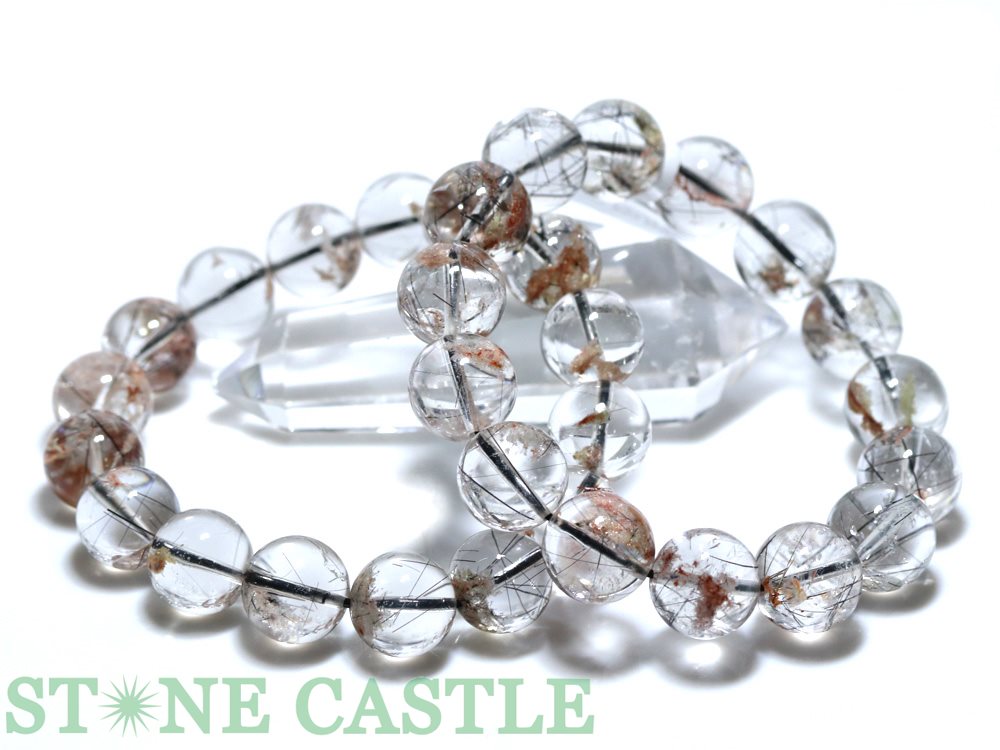 ☆高品質☆【ブレスレット】ブラックルチルクォーツ (ガーデン入り) (約13.5〜14mm) 【パワーストーン 天然石 アクセサリー レディース メンズ】