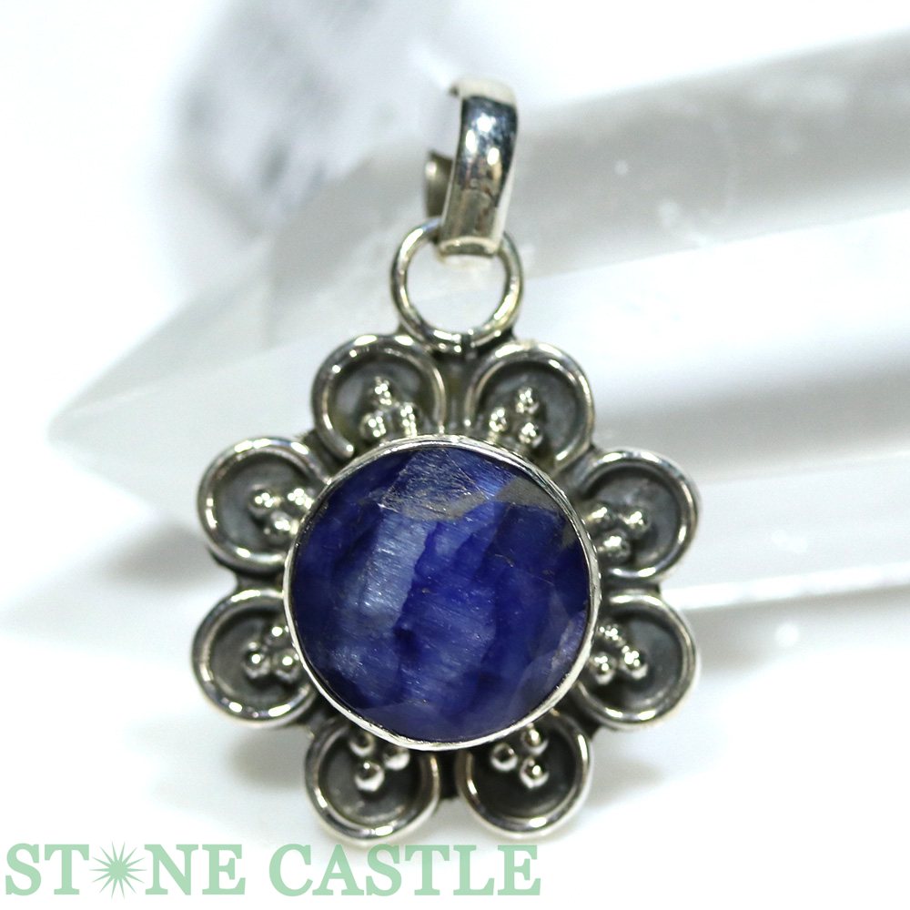 ☆一点物☆【ペンダント】ブルーサファイア (ブリリアントカット) No.33【パワーストーン 天然石 アクセ..