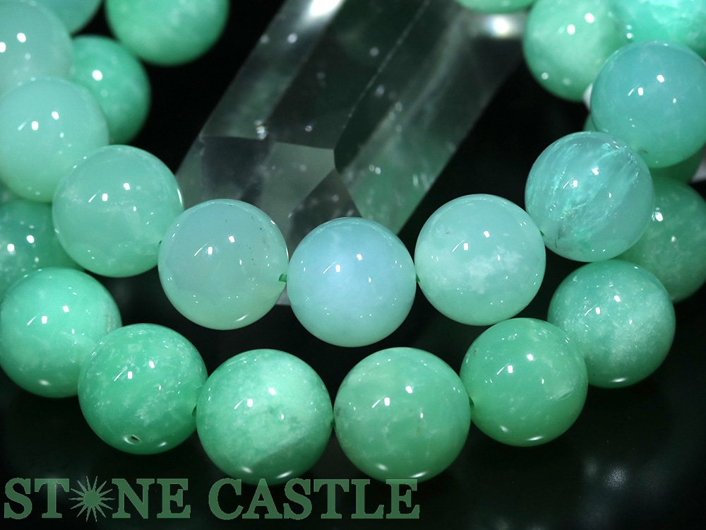☆高品質☆【ブレスレット】クリソプレーズ (3A) (約13〜13.5mm) (ケース付)【パワー...