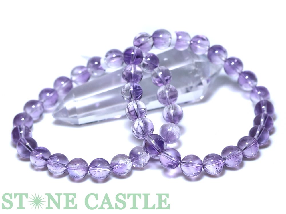 ☆高品質☆【ブレスレット】ラベンダーアメジストファントム (3A) (マダガスカル産) (約9〜9.5mm)【パワーストーン 天然石 アクセサリー ..